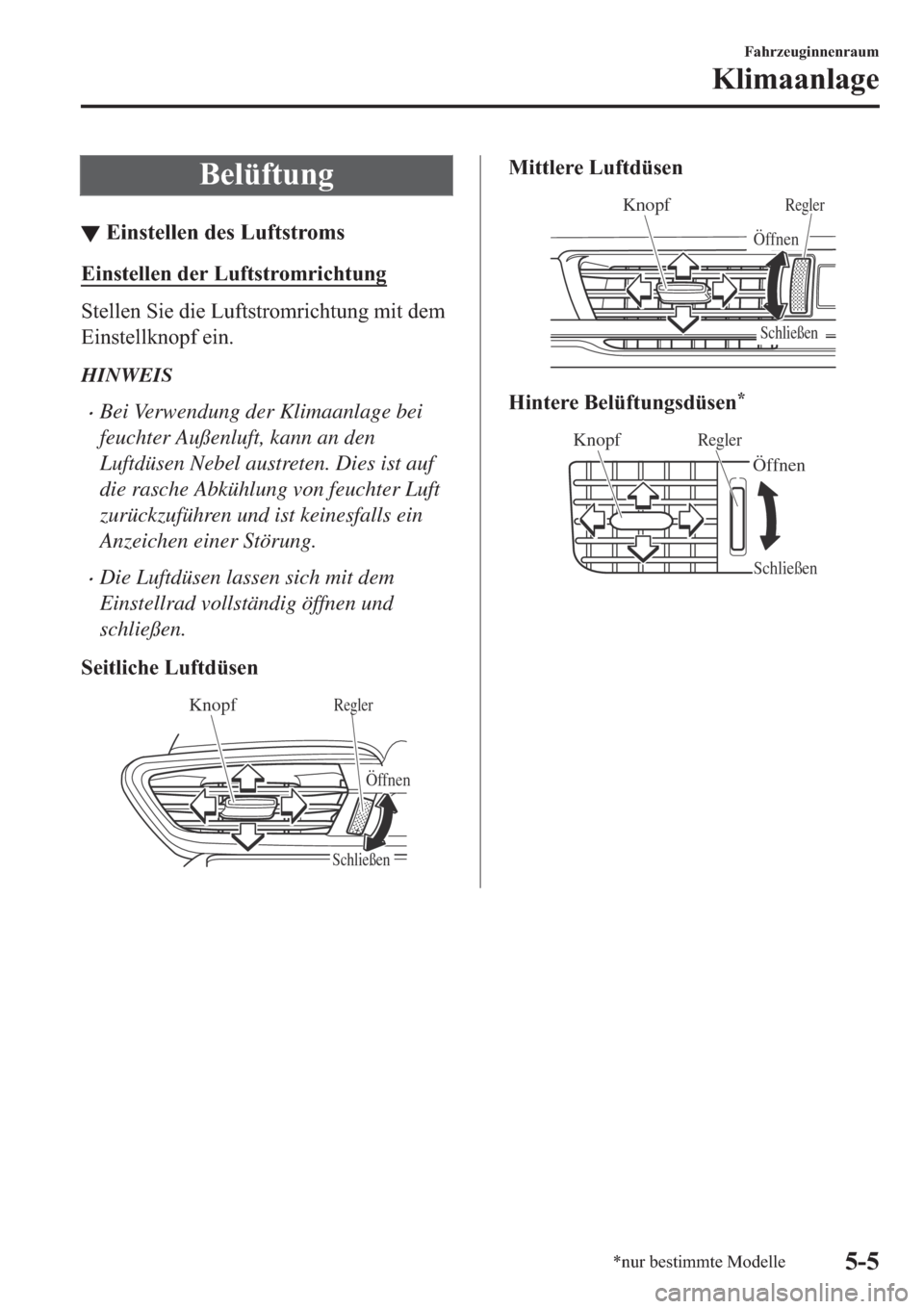 MAZDA MODEL 6 2019  Betriebsanleitung (in German) �%�H�O�
▼�(�L�Q�V�W�H�O�O�H�Q��G�H�V��/�X�I�W�V�W�U�R�P�V
�(�L�Q�V�W�H�O�O�H�Q��G�H�U��/�X�I�W�V�W�U�R�P�U�L�F�K�W�X�Q�J
�6�W�H�O�O�H�Q��6�L�H��G�L�H��/�X�I�W�V�W�U�R�P�U�L�F�K�W�X�Q�J��P�L�