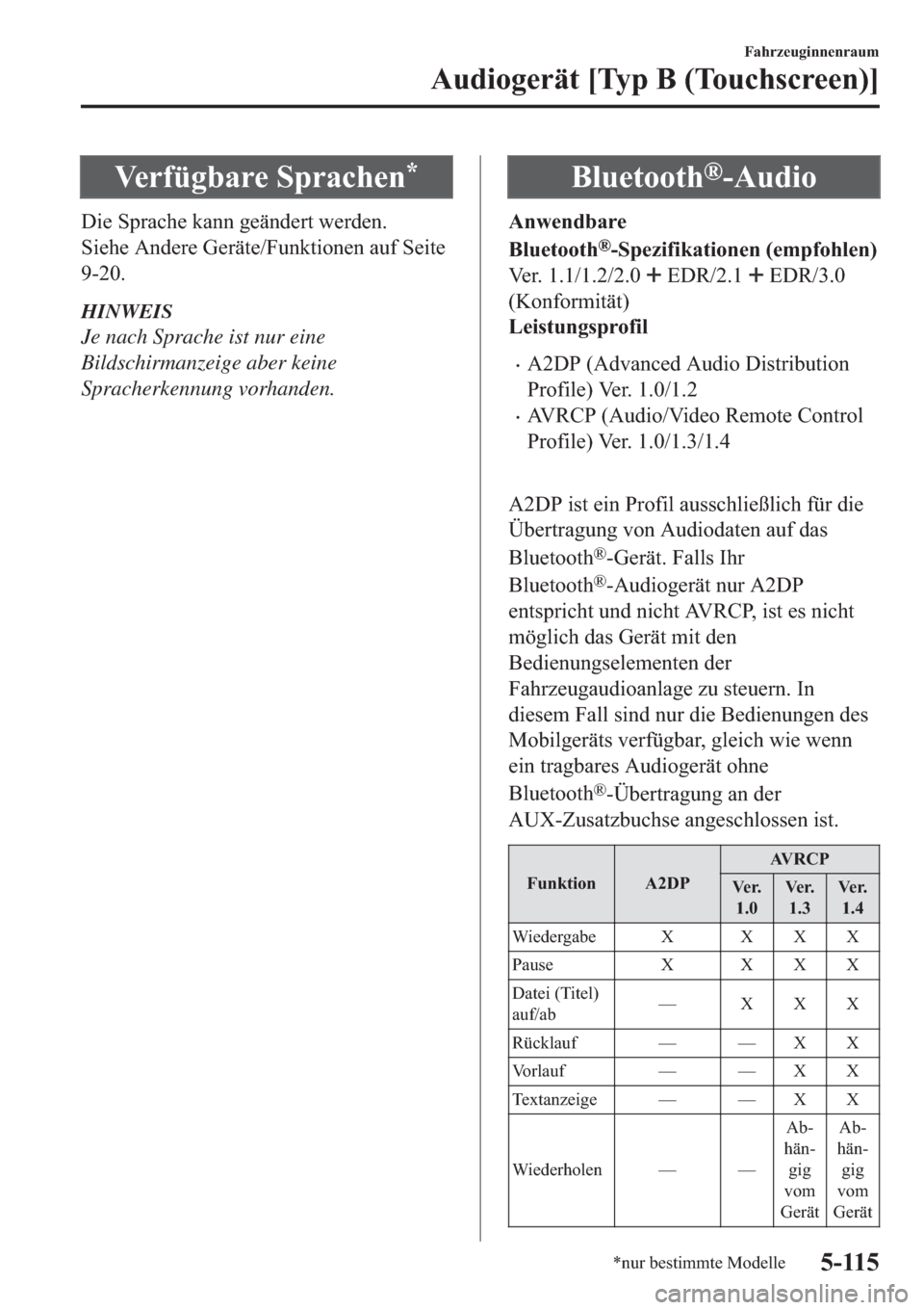 MAZDA MODEL 6 2019  Betriebsanleitung (in German) �9�H�U�I�