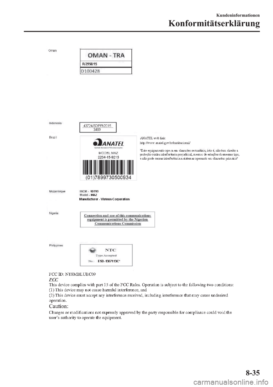 MAZDA MODEL 6 2019  Betriebsanleitung (in German) �.�X�Q�G�H�Q�L�Q�I�R�U�P�D�W�L�R�Q�H�Q
�.�R�Q�I�R�U�P�L�W�l�W�V�H�U�N�O�l�U�X�Q�J
���� 
