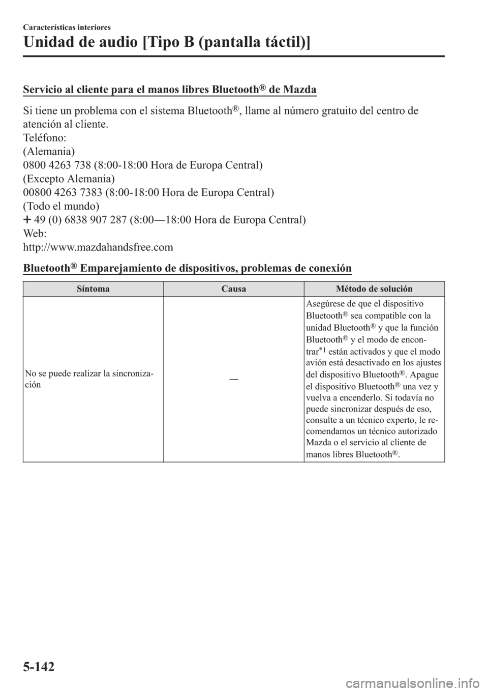 MAZDA MODEL 6 2019  Manual del propietario (in Spanish) �6�H�U�Y�L�F�L�R��D�O��F�O�L�H�Q�W�H��S�D�U�D��H�O��P�D�Q�R�V��O�L�E�U�H�V��%�O�X�H�W�R�R�W�K�Š��G�H��0�D�]�G�D
�6�L��W�L�H�Q�H��X�Q��S�U�R�E�O�H�P�D��F�R�Q��H�O��V�L�V�W�H�P�D��%�O�X