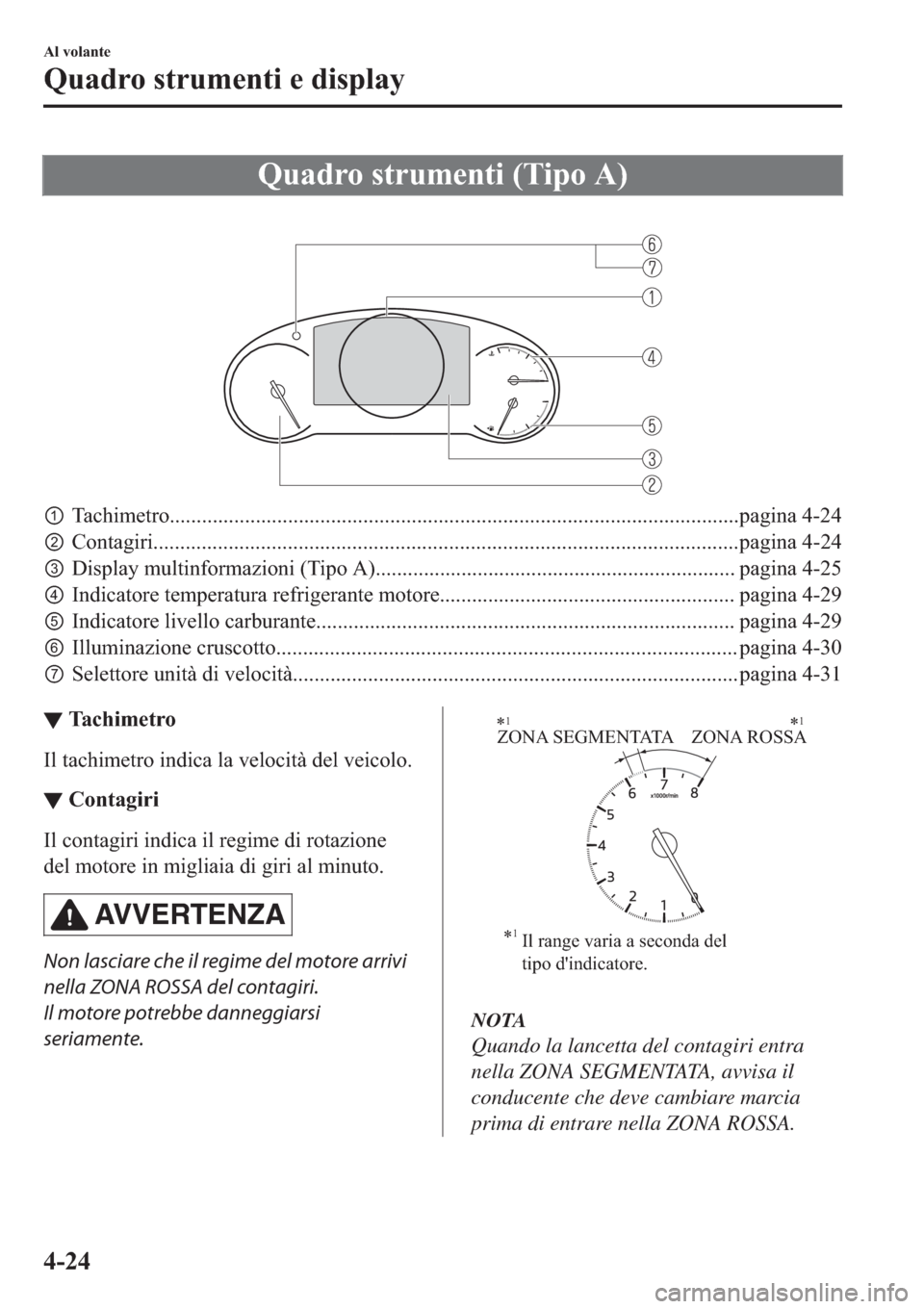 MAZDA MODEL 6 2019  Manuale del proprietario (in Italian)  �4�X�D�G�U�R��V�W�U�X�P�H�Q�W�L���7�L�S�R��$�
�
p�7�D�F�K�L�P�H�W�U�R��������������������������������������������������������������