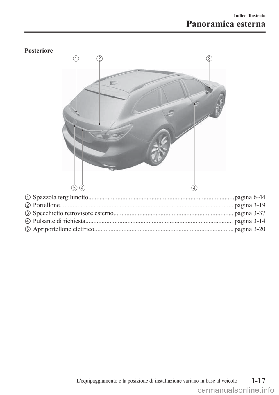 MAZDA MODEL 6 2019  Manuale del proprietario (in Italian)  �3�R�V�W�H�U�L�R�U�H
p�6�S�D�]�]�R�O�D��W�H�U�J�L�O�X�Q�R�W�W�R��������������������������������������������������������������������