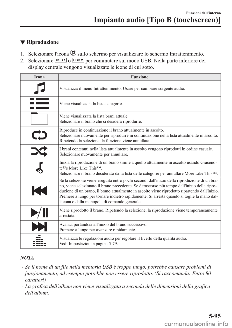 MAZDA MODEL 6 2019  Manuale del proprietario (in Italian)  ▼�5�L�S�U�R�G�X�]�L�R�Q�H
�� �6�H�O�H�]�L�R�Q�D�U�H��O�
�L�F�R�Q�D���V�X�O�O�R��V�F�K�H�U�P�R��S�H�U��Y�L�V�X�D�O�L�]�]�D�U�H��O�R��V�F�K�H�U�P�R��,�Q�W�U�D�W�W�H�Q�L�P�H�Q�W�R�
�� �6�