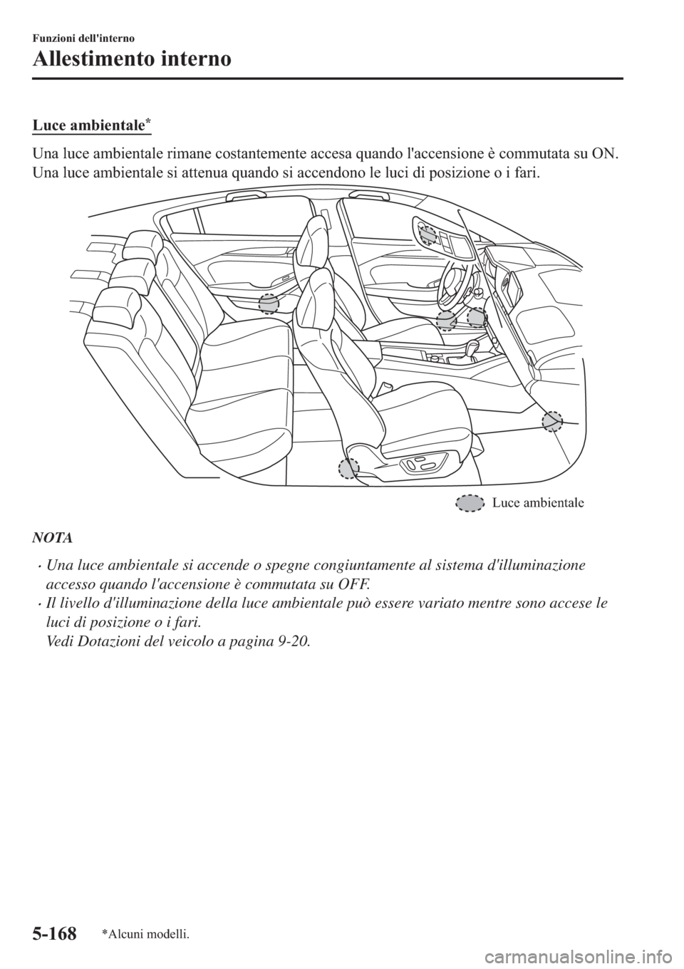 MAZDA MODEL 6 2019  Manuale del proprietario (in Italian)  �/�X�F�H��D�P�E�L�H�Q�W�D�O�H�
�8�Q�D��O�X�F�H��D�P�E�L�H�Q�W�D�O�H��U�L�P�D�Q�H��F�R�V�W�D�Q�W�H�P�H�Q�W�H��D�F�F�H�V�D��T�X�D�Q�G�R��O�
�D�F�F�H�Q�V�L�R�Q�H��q��F�R�P�P�X�W�D�W�D��V�X��
