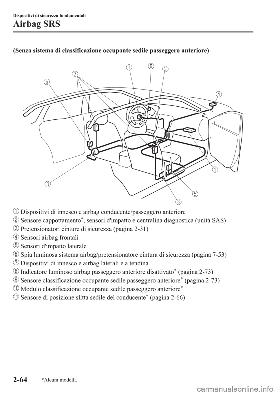 MAZDA MODEL 6 2019  Manuale del proprietario (in Italian)  ��6�H�Q�]�D��V�L�V�W�H�P�D��G�L��F�O�D�V�V�L�I�L�F�D�]�L�R�Q�H��R�F�F�X�S�D�Q�W�H��V�H�G�L�O�H��S�D�V�V�H�J�J�H�U�R��D�Q�W�H�U�L�R�U�H�
�
���L�V�S�R�V�L�W�L�Y�L��G�L��L�Q�Q�H�V�F�R��H�