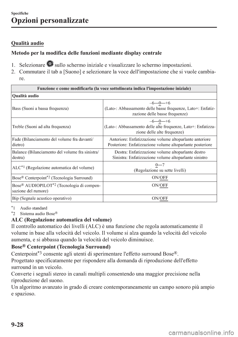 MAZDA MODEL 6 2019  Manuale del proprietario (in Italian)  �4�X�D�O�L�W�j��D�X�G�L�R
�0�H�W�R�G�R��S�H�U��O�D��P�R�G�L�I�L�F�D��G�H�O�O�H��I�X�Q�]�L�R�Q�L��P�H�G�L�D�Q�W�H��G�L�V�S�O�D�\��F�H�Q�W�U�D�O�H
�� �6�H�O�H�]�L�R�Q�D�U�H�
��V�X�O�O�R��V