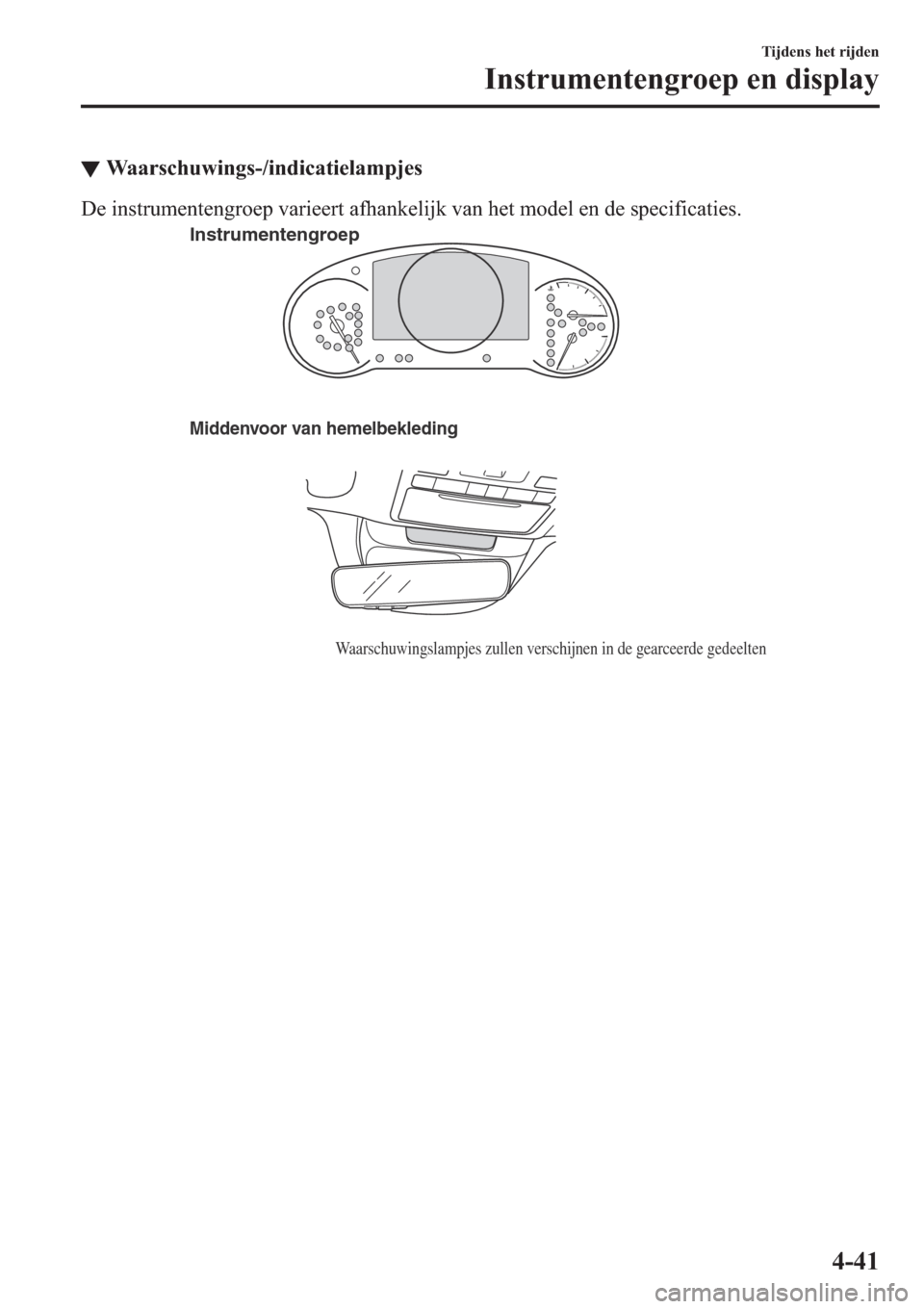 MAZDA MODEL 6 2019  Handleiding (in Dutch) ▼�:�D�D�U�V�F�K�X�Z�L�Q�J�V���L�Q�G�L�F�D�W�L�H�O�D�P�S�M�H�V
��H��L�Q�V�W�U�X�P�H�Q�W�H�Q�J�U�R�H�S��Y�D�U�L�H�H�U�W��D�I�K�D�Q�N�H�O�L�M�N��Y�D�Q��K�H�W��P�R�G�H�O��H�Q��G�H��V�S�H�F�L