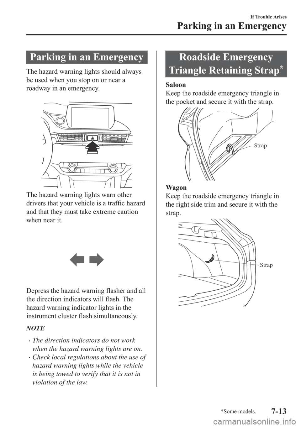 MAZDA MODEL 6 2018   (in English) Service Manual �3�D�U�N�L�Q�J��L�Q��D�Q��(�P�H�U�J�H�Q�F�\
�7�K�H��K�D�]�D�U�G��Z�D�U�Q�L�Q�J��O�L�J�K�W�V��V�K�R�X�O�G��D�O�Z�D�\�V
�E�H��X�V�H�G��Z�K�H�Q��\�R�X��V�W�R�S��R�Q��R�U��Q�H�D�U��D
�U�R�