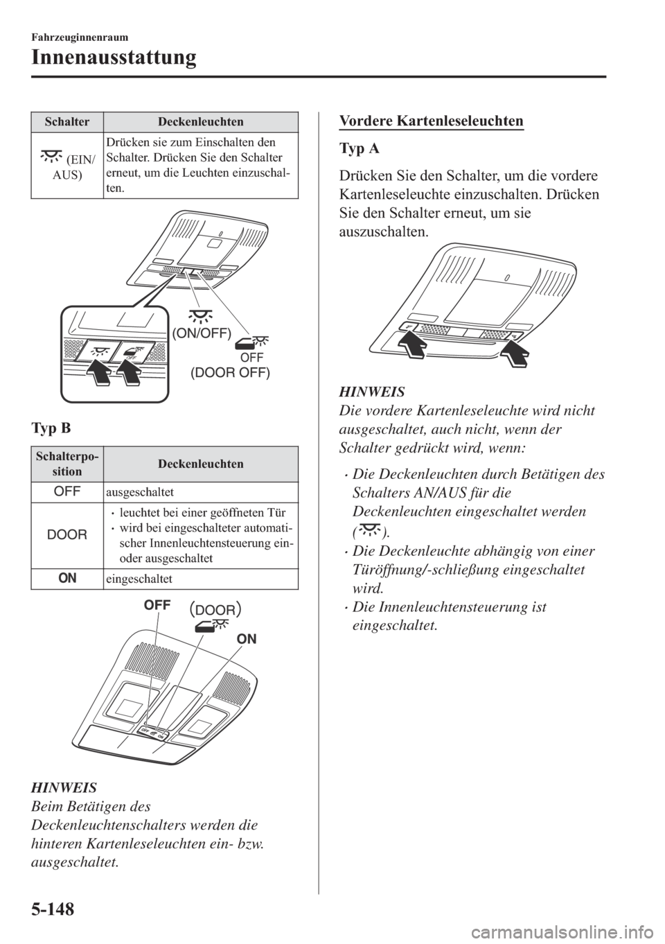 MAZDA MODEL 6 2018  Betriebsanleitung (in German) �6�F�K�D�O�W�H�U ��H�F�N�H�Q�O�H�X�F�K�W�H�Q
���(�,�1�
�$�8�6���U�