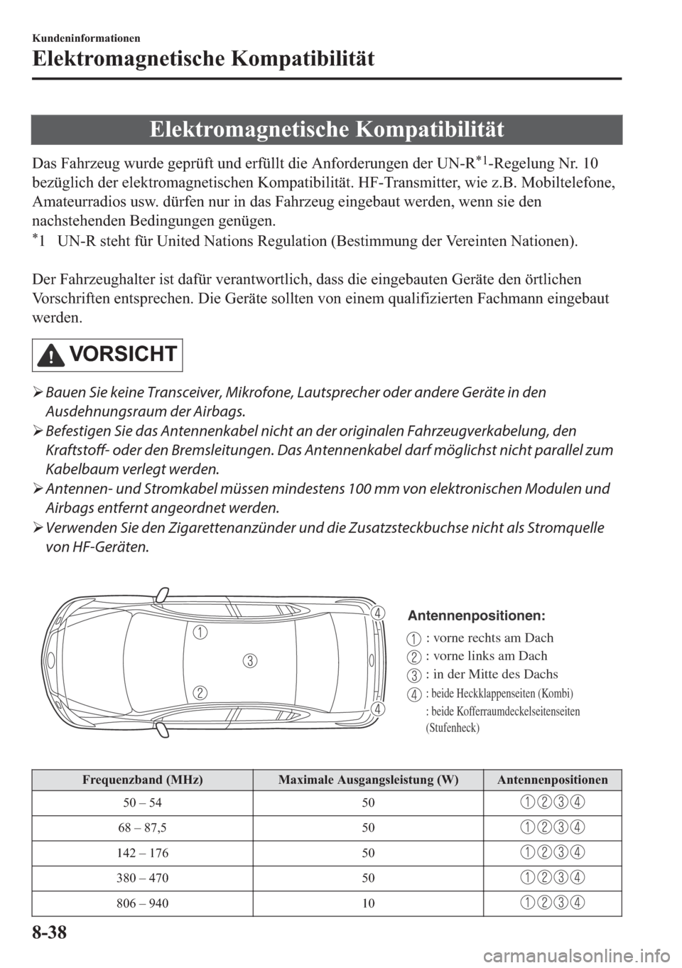 MAZDA MODEL 6 2018  Betriebsanleitung (in German) �(�O�H�N�W�U�R�P�D�J�Q�H�W�L�V�F�K�H��.�R�P�S�D�W�L�E�L�O�L�W�l�W
��D�V��)�D�K�U�]�H�X�J��Z�X�U�G�H��J�H�S�U�