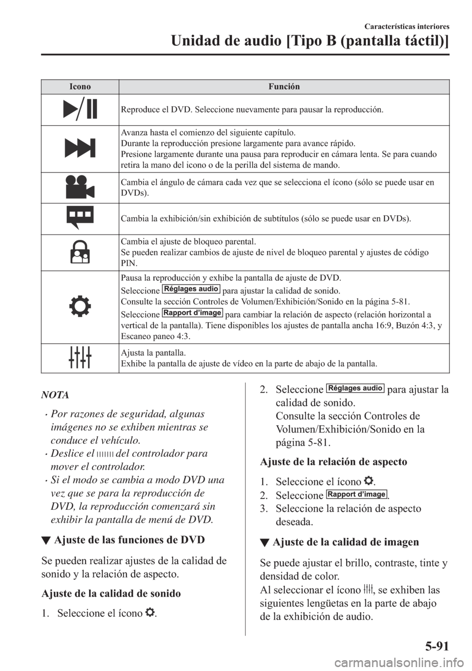 MAZDA MODEL 6 2018  Manual del propietario (in Spanish) �,�F�R�Q�R �)�X�Q�F�L�y�Q
�5�H�S�U�R�G�X�F�H��H�O���9����6�H�O�H�F�F�L�R�Q�H��Q�X�H�Y�D�P�H�Q�W�H��S�D�U�D��S�D�X�V�D�U��O�D��U�H�S�U�R�G�X�F�F�L�y�Q�
�$�Y�D�Q�]�D��K�D�V�W�D��H�O��F�R�