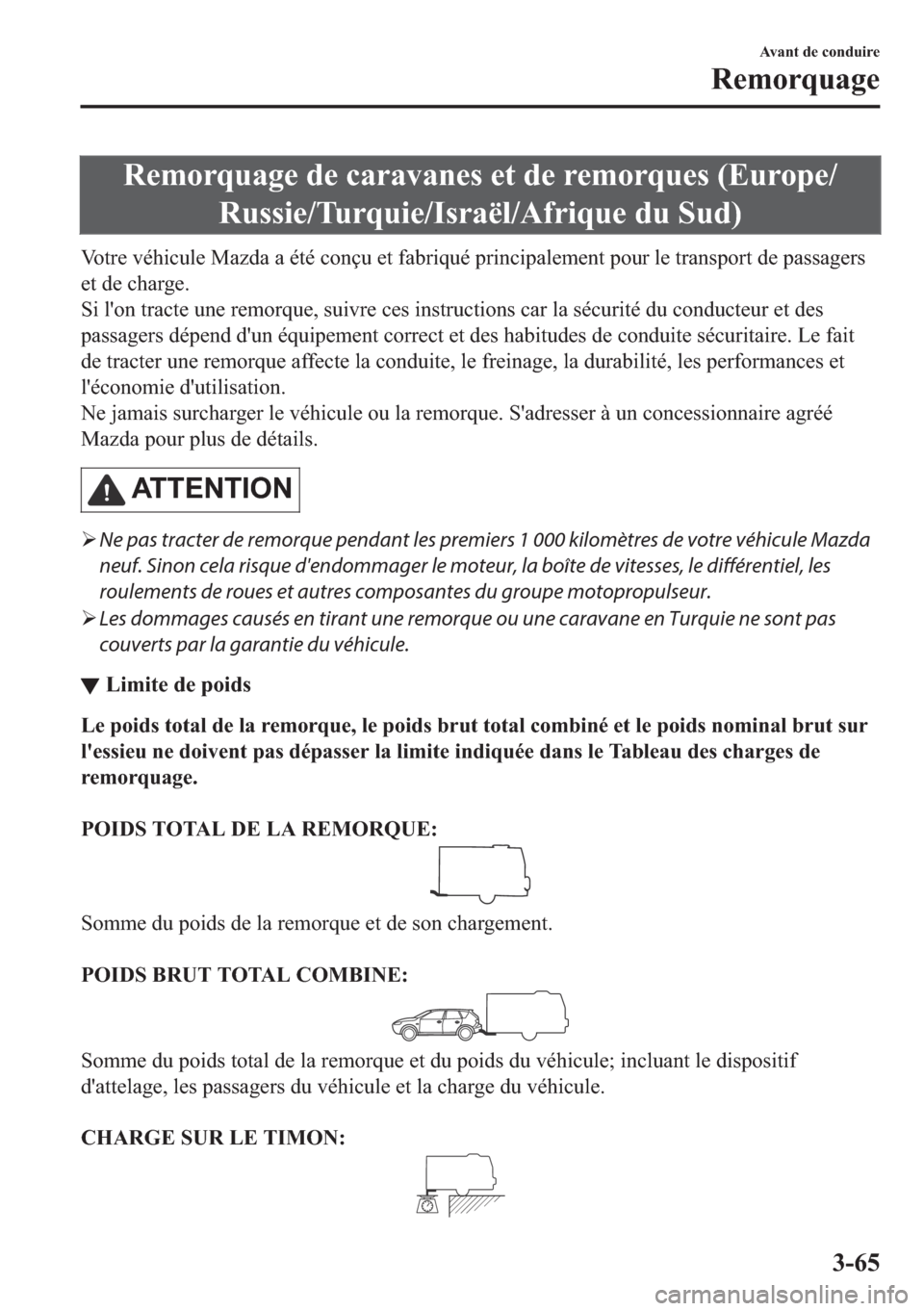 MAZDA MODEL 6 2018  Manuel du propriétaire (in French) �5�H�P�R�U�T�X�D�J�H��G�H��F�D�U�D�Y�D�Q�H�V��H�W��G�H��U�H�P�R�U�T�X�H�V���(�X�U�R�S�H�
�5�X�V�V�L�H��7�X�U�T�X�L�H��,�V�U�D�s�O��$�I�U�L�T�X�H��G�X��6�X�G�
�9�R�W�U�H��Y�p�K�L�F�X�O�H