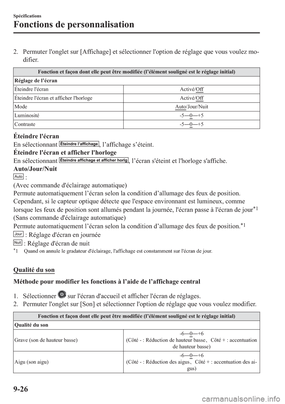 MAZDA MODEL 6 2018  Manuel du propriétaire (in French) �� �3�H�U�P�X�W�H�U��O�
�R�Q�J�O�H�W��V�X�U��>�$�I�I�L�F�K�D�J�H�@��H�W��V�p�O�H�F�W�L�R�Q�Q�H�U��O�
�R�S�W�L�R�Q��G�H��U�p�J�O�D�J�H��T�X�H��Y�R�X�V��Y�R�X�O�H�]��P�R�
�G�L�I�L�H�U�
�