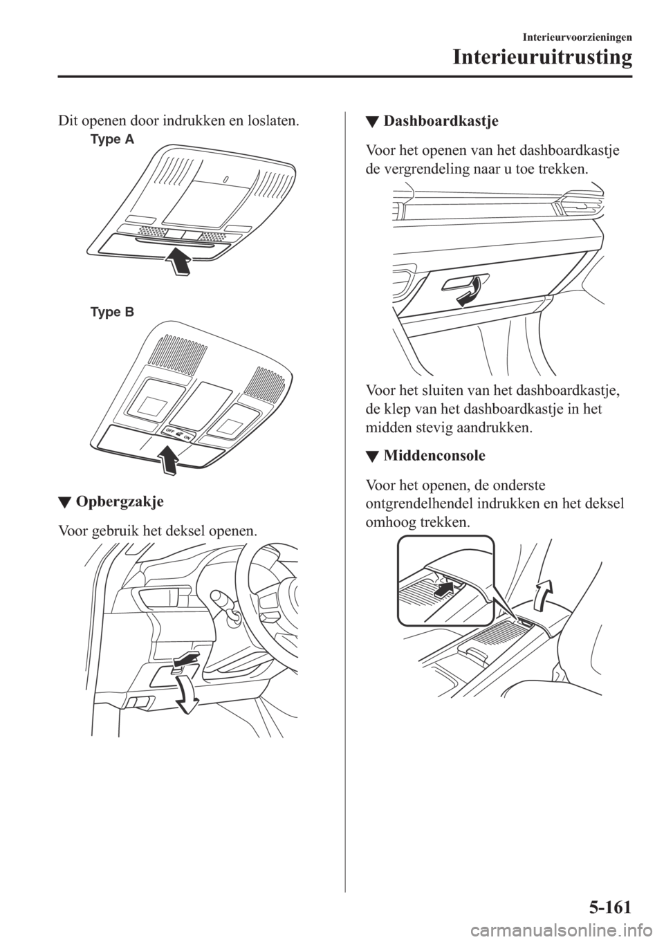 MAZDA MODEL 6 2018  Handleiding (in Dutch) ��L�W��R�S�H�Q�H�Q��G�R�R�U��L�Q�G�U�X�N�N�H�Q��H�Q��O�R�V�O�D�W�H�Q�
Type A
Type B
▼▼�2�S�E�H�U�J�]�D�N�M�H
�9�R�R�U��J�H�E�U�X�L�N��K�H�W��G�H�N�V�H�O��R�S�H�Q�H�Q�
▼▼��D�V�K�E�