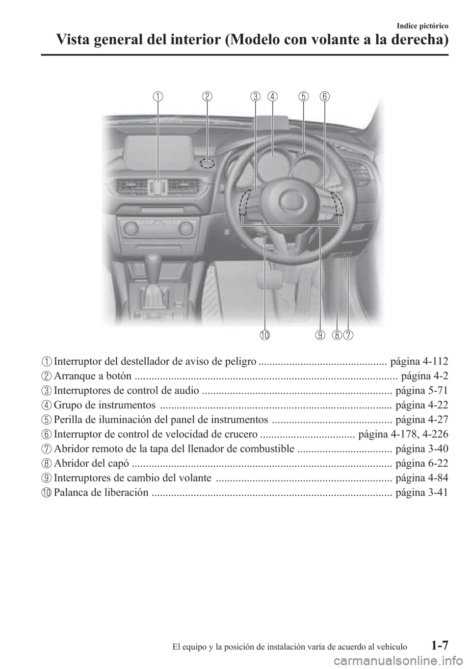 MAZDA MODEL 6 2015 Manual del propietario (in Spanish) Interruptor del destellador de aviso de peligro .............................................. página 4-112
Arranque a botón ......................................................................... MAZDA MODEL 6 2015 Manual del propietario (in Spanish) Interruptor del destellador de aviso de peligro .............................................. página 4-112
Arranque a botón .........................................................................