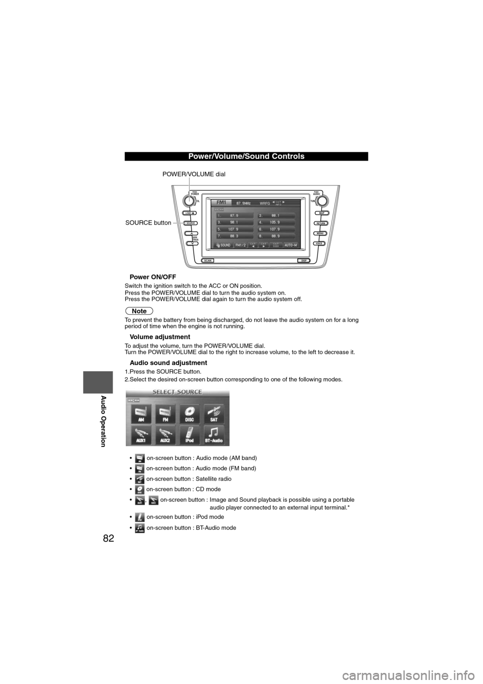 MAZDA MODEL 6 2013 Navigation Manual (in English) 82
Before
UseGetting
started
Routing Address
Book
Vo i c e Recognition
Navigation
Set Up
RDM-TMC
Audio Operation
Navigation
Set Up
nPower ON/OFF
Switch the ignition switch to the ACC or ON positi MAZDA MODEL 6 2013 Navigation Manual (in English) 82
Before
UseGetting
started
Routing Address
Book
Vo i c e Recognition
Navigation
Set Up
RDM-TMC
Audio Operation
Navigation
Set Up
nPower ON/OFF
Switch the ignition switch to the ACC or ON positi