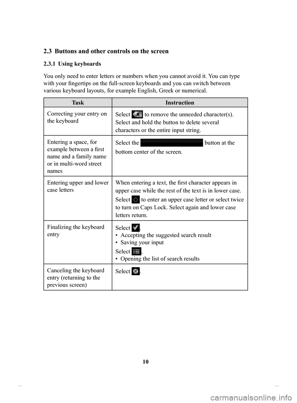 MAZDA MODEL CX-3 2020 Navigation Manual (in English) 10
2.3 Buttons and other controls on the screen
2.3.1 Using keyboards
You only need to enter letters or numbers when you cannot avoid it. You can type
with your fingertips on the full-screen keyboa MAZDA MODEL CX-3 2020 Navigation Manual (in English) 10
2.3 Buttons and other controls on the screen
2.3.1 Using keyboards
You only need to enter letters or numbers when you cannot avoid it. You can type
with your fingertips on the full-screen keyboa