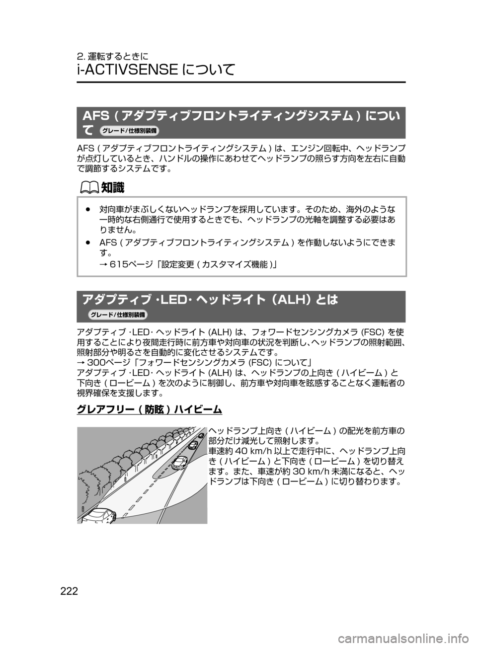 MAZDA MODEL ATENZA 2016  アテンザ｜取扱説明書 (in Japanese) 222
2. 運転するときに
i-ACTIVSENSE について
AFS ( アダプティブフロントライティングシステム ) につい
て
¬è”Å�“7
÷
‹����
AFS﻿﻿( アダ
