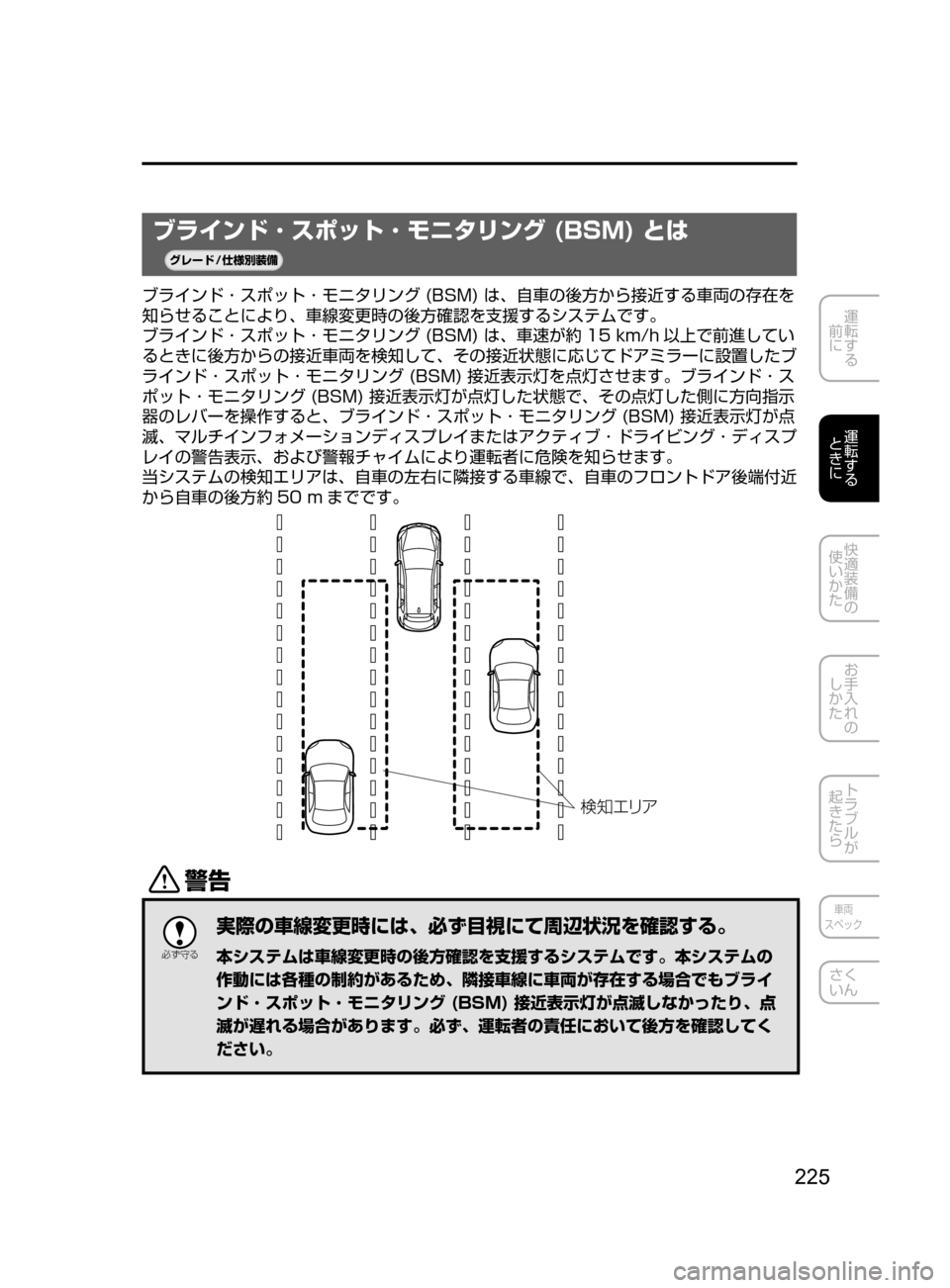 MAZDA MODEL ATENZA 2016  アテンザ｜取扱説明書 (in Japanese) 225
運転する
﻿﻿
前に
運転する
﻿﻿
ときに
快適装備の
使いかた
お手入れの
しかた
トラブルが
起きたら
車両
スペック
さく
いん
ブラインド ･ 