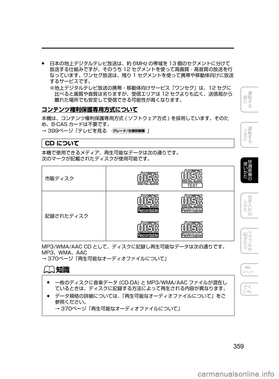 MAZDA MODEL ATENZA 2016  アテンザ｜取扱説明書 (in Japanese) 359
運転する
﻿﻿
前に
運転する
﻿﻿
ときに
快適装備の
使いかた
お手入れの
しかた
トラブルが
起きたら
車両
スペック
さく
いん
﻿﻿●日本の地