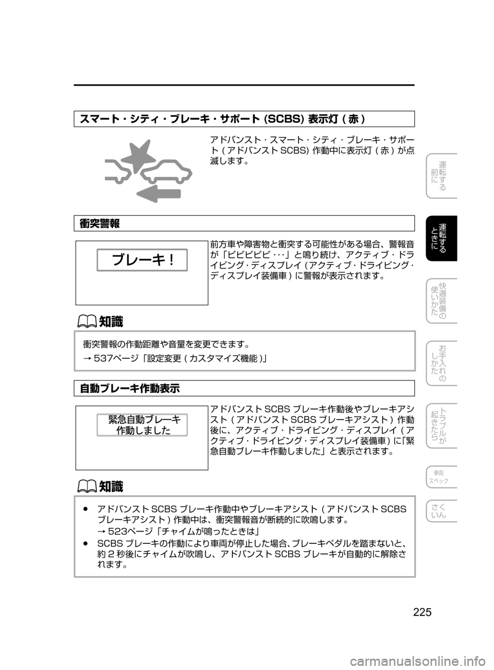 MAZDA MODEL AXELA HYBRID 2016  アクセラハイブリッド｜取扱説明書 (in Japanese) 225
運転する
﻿﻿
前に
運転する
﻿﻿
ときに
快適装備の
使いかた
お手入れの
しかた
トラブルが
起きたら
車両
スペック
さく
いん
スマート ･ シ