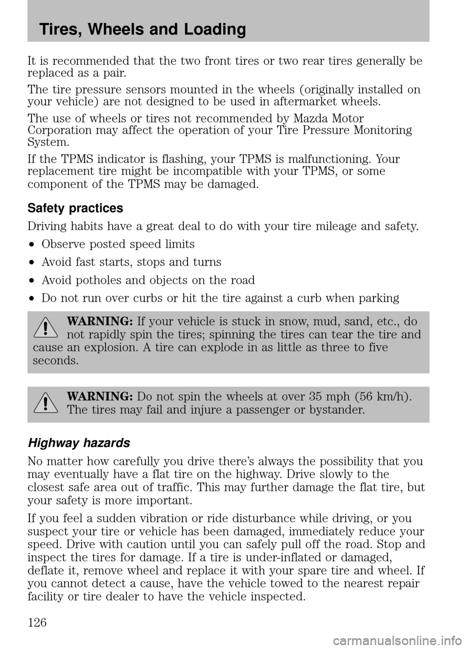 MAZDA MODEL B2300 TRUCK 2009  Owners Manual (in English)  MAZDA MODEL B2300 TRUCK 2009  Owners Manual (in English)