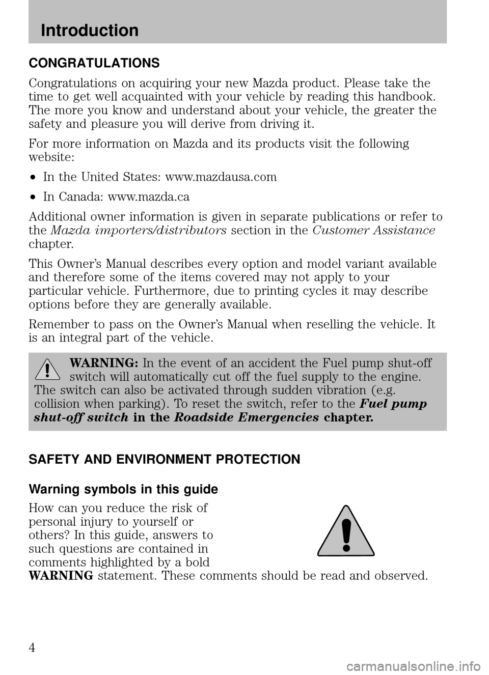 MAZDA MODEL B2300 TRUCK 2009 Owners Manual (in English) MAZDA MODEL B2300 TRUCK 2009 Owners Manual (in English)
