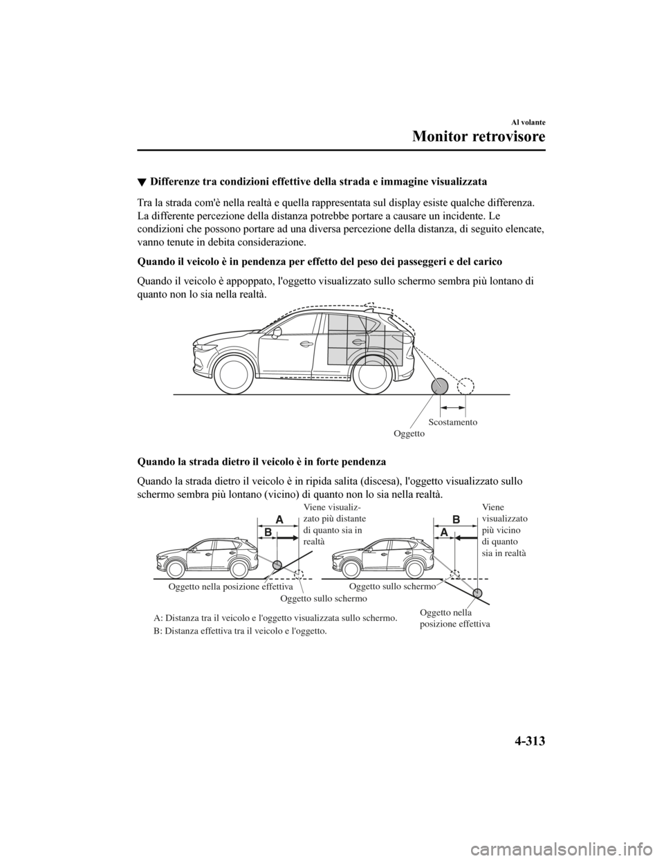 MAZDA MODEL CX-5 2019 Manuale del proprietario (in Italian) Differenze tra condizioni effettive della strada e immagine visualizzata
Tra la strada comè nella realtà e quella rappresentata sul dis play esiste qualche differenza.
La differente percezione dell MAZDA MODEL CX-5 2019 Manuale del proprietario (in Italian) Differenze tra condizioni effettive della strada e immagine visualizzata
Tra la strada comè nella realtà e quella rappresentata sul dis play esiste qualche differenza.
La differente percezione dell