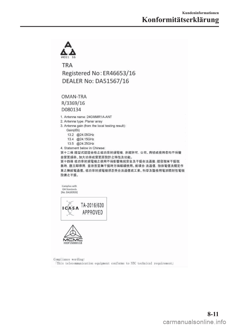MAZDA MODEL CX-5 2018  Betriebsanleitung (in German) �.�X�Q�G�H�Q�L�Q�I�R�U�P�D�W�L�R�Q�H�Q
�.�R�Q�I�R�U�P�L�W�l�W�V�H�U�N�O�l�U�X�Q�J
���� 