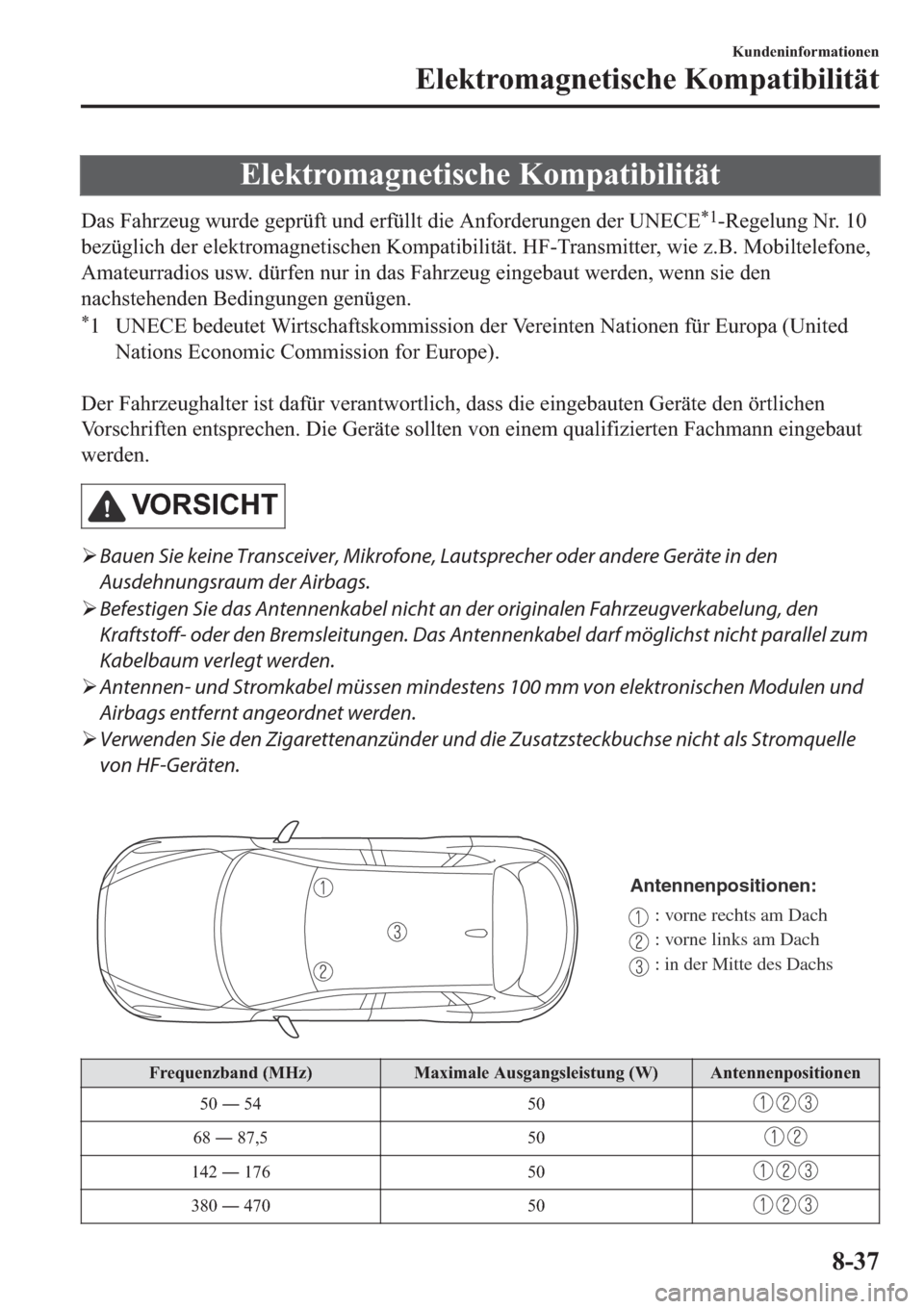 MAZDA MODEL CX-5 2018  Betriebsanleitung (in German) �(�O�H�N�W�U�R�P�D�J�Q�H�W�L�V�F�K�H��.�R�P�S�D�W�L�E�L�O�L�W�l�W
��D�V��)�D�K�U�]�H�X�J��Z�X�U�G�H��J�H�S�U�