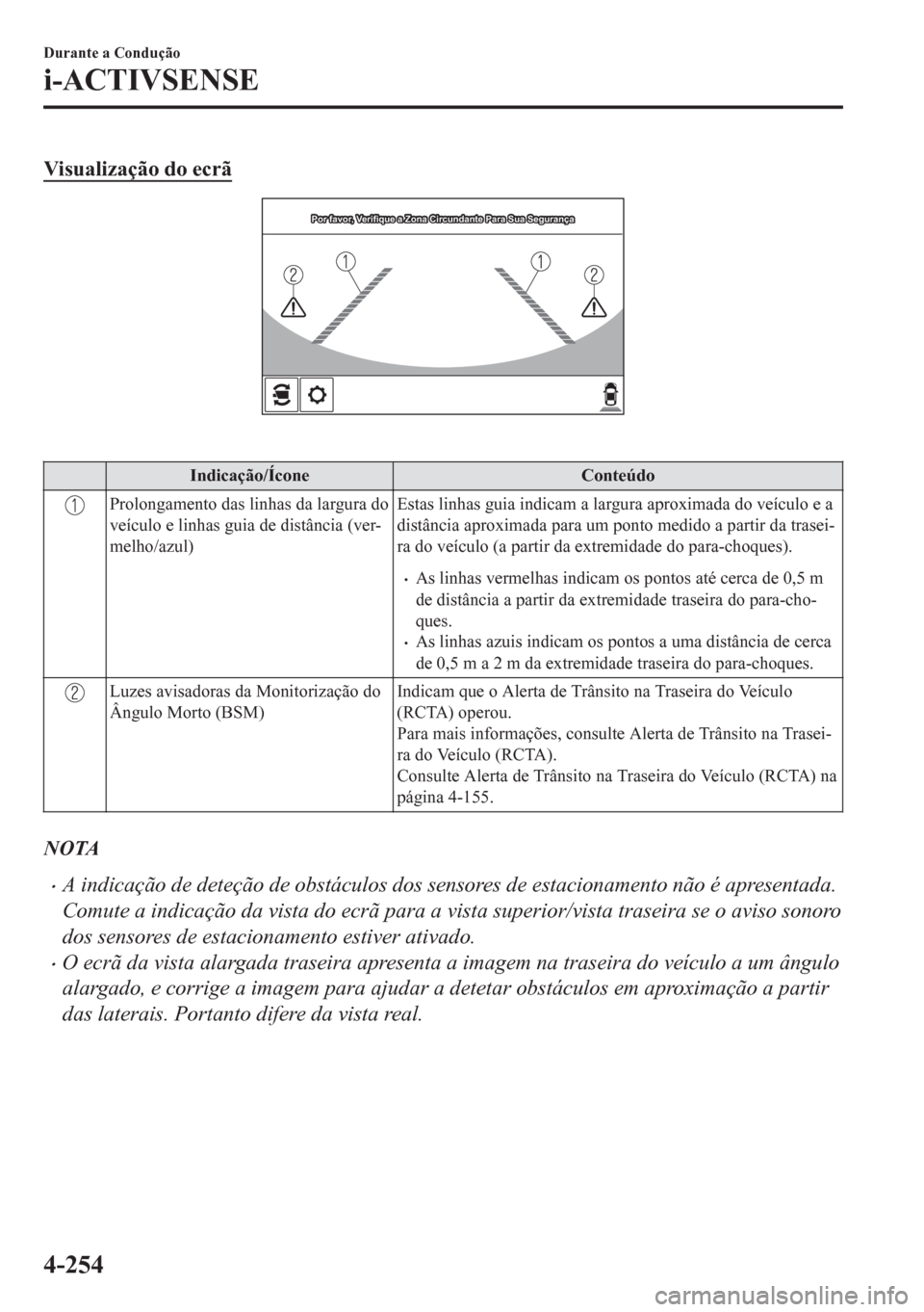 MAZDA MODEL CX-5 2018  Manual do proprietário (in Portuguese) Visualização do ecrã
Por favor, Verifique a Zona Circundante Para Sua SegurançaPor favor, Verifique a Zona Circundante Para Sua SegurançaPor favor, Verifique a Zona Circundante Para Sua Seguranç