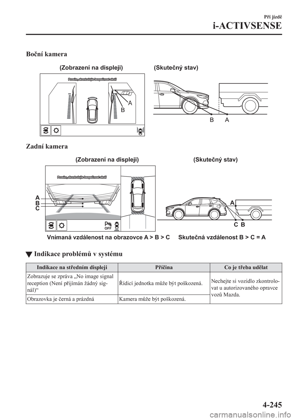 MAZDA MODEL CX-5 2018  Návod k obsluze (in Czech) Bo�þní kamera
(Skutečný stav) (Zobrazení na displeji)
Prosím, zkontrolujte bezpečnost okolíProsím, zkontrolujte bezpečnost okolíProsím, zkontrolujte bezpečnost okolí
Zadní kamera
Prosí