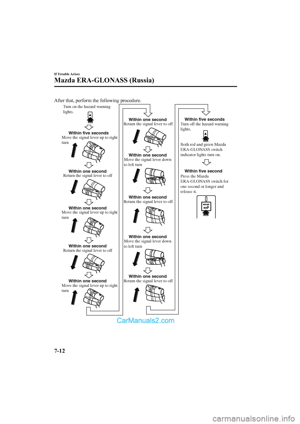 MAZDA MODEL CX-5 2017 Owners Manual - RHD (UK, Australia) (in English) After that, perform the following procedure.
Move the signal lever up to right
turn
Move the signal lever up to right
turn Move the signal lever down
to left turn
Move the signal lever down
to lef MAZDA MODEL CX-5 2017 Owners Manual - RHD (UK, Australia) (in English) After that, perform the following procedure.
Move the signal lever up to right
turn
Move the signal lever up to right
turn Move the signal lever down
to left turn
Move the signal lever down
to lef