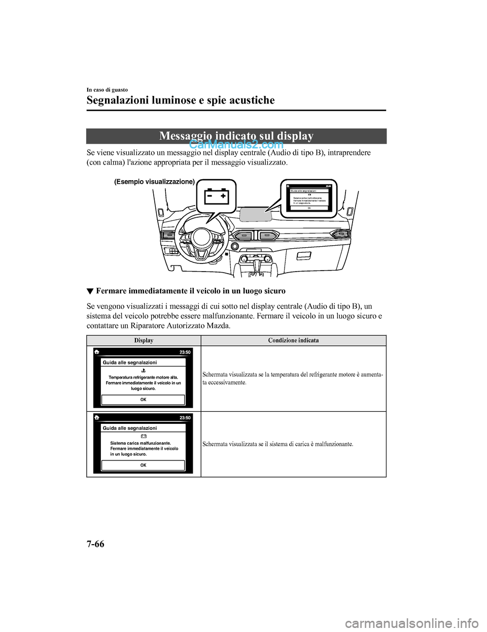 MAZDA MODEL CX-5 2017 Manuale del proprietario (in Italian) Messaggio indicato sul display
Se viene visualizzato un messaggio nel display centrale (Audio di tipo B), intraprendere
(con calma) lazione appropriata per il messaggio visualizzato.
(Esempio visua MAZDA MODEL CX-5 2017 Manuale del proprietario (in Italian) Messaggio indicato sul display
Se viene visualizzato un messaggio nel display centrale (Audio di tipo B), intraprendere
(con calma) lazione appropriata per il messaggio visualizzato.
(Esempio visua