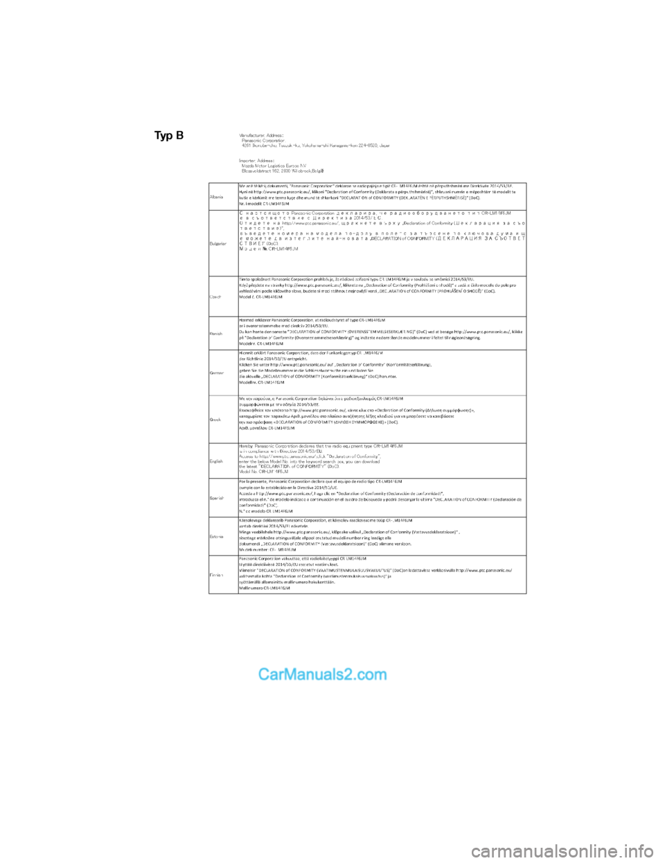 MAZDA MODEL CX-5 2017  Instrukcja Obsługi (in Polish) Ty p  B
CX-5_Leaflet_030-17_Edition1.fm  Page 12  Tuesday, July 4, 2017  2:48 PMForm No. CX-5 8FY4-EE-17E-PL+L_Edition1.pdf  