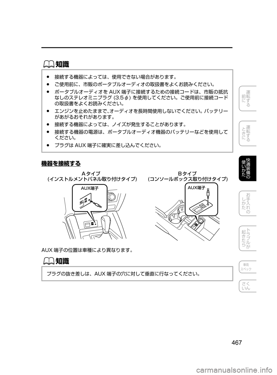 MAZDA MODEL CX-5 2017  取扱説明書 (in Japanese) 467
運転する
﻿﻿
前に
運転する
﻿﻿
ときに
快適装備の
使いかた
お手入れの
しかた
トラブルが
起きたら
車両
スペック
さく
いん
ŒÝ
﻿﻿●接