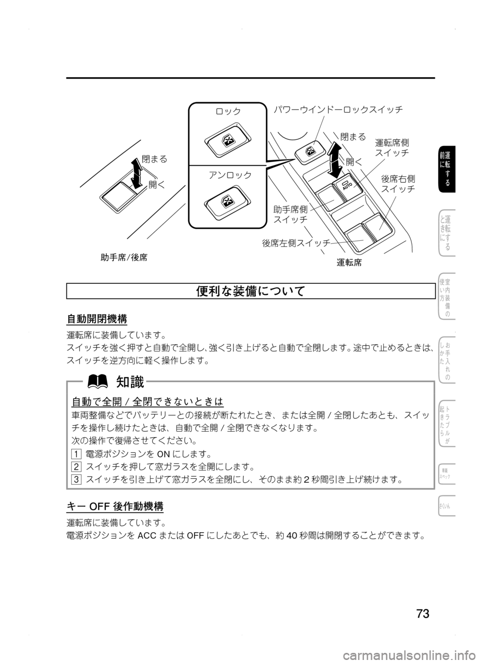MAZDA MODEL CX-5 2012  取扱説明書 (in Japanese) 73
1‡0©è

%»è�ßè
ßè¥
,64
1‡0©è¥
,64
4=ù
4?Ê
ßèÀ¥,64

%»è¥
,64
Dbof<o`6",64
f`6" `6"
4=ù4?Ê
便利