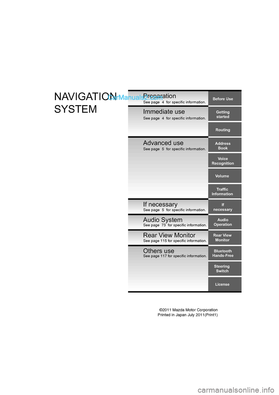 MAZDA MODEL CX-9 2012  Navigation Manual (in English) 