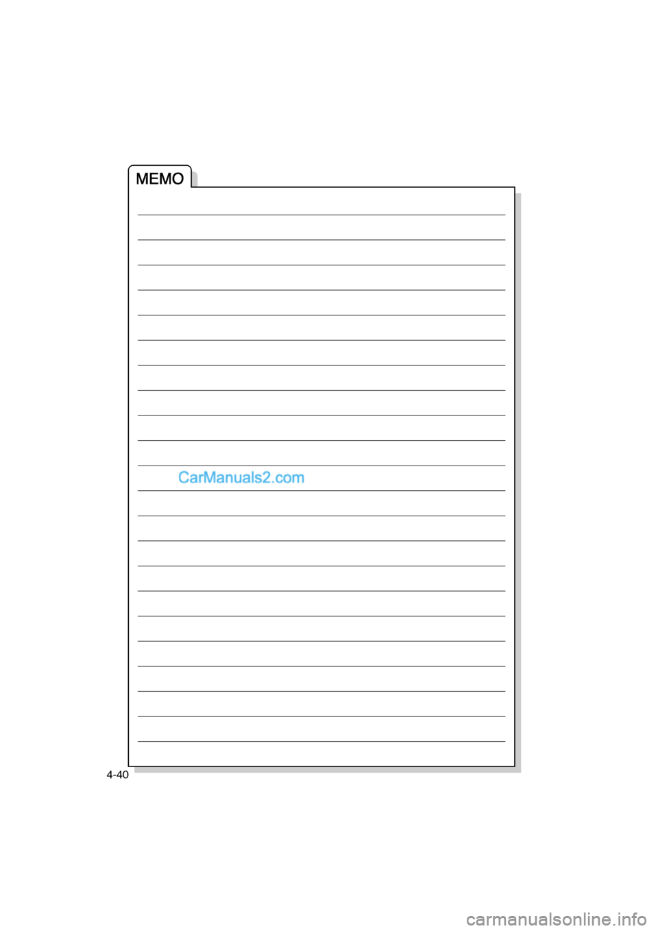 MAZDA MODEL CARROL 2013  取扱説明書 (キャロル) (in Japanese) 4-40
000- 取扱説明書 .book  40 ページ  ２０１３年５月２７日　月曜日　午後１時４８分  