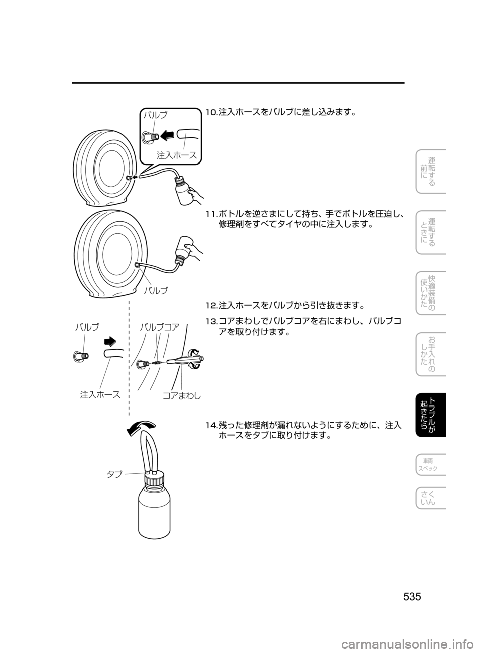 MAZDA MODEL DEMIO 2017  デミオ｜取扱説明書 (in Japanese) 535
運転する
﻿﻿
前に
運転する
﻿﻿
ときに
快適装備の
使いかた
お手入れの
しかた
トラブルが
起きたら
車両
スペック
さく
いん
«Ö×” µ
Ì
