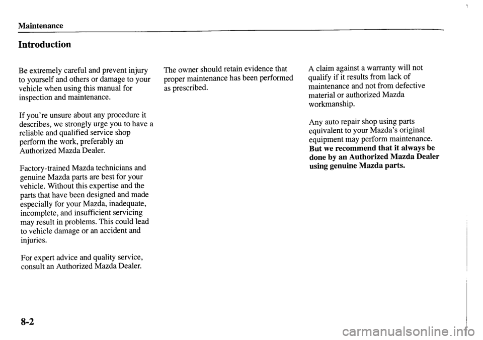 MAZDA MODEL MPV 2001  Owners Manual (in English) 