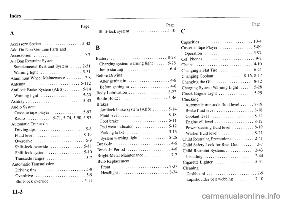 MAZDA MODEL MPV 2001  Owners Manual (in English) 