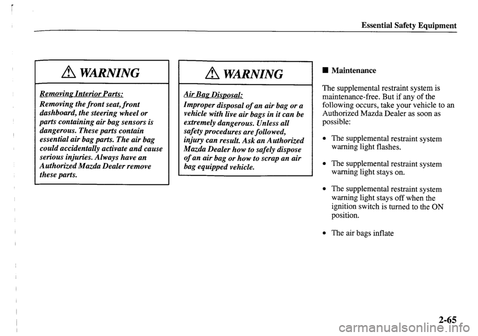 MAZDA MODEL MPV 2001 (in English) Manual PDF MAZDA MODEL MPV 2001 (in English) Manual PDF