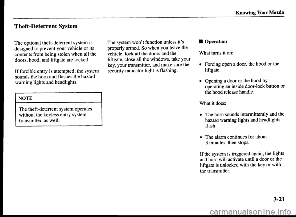 MAZDA MODEL MPV 2000 Owners Manual (in English) MAZDA MODEL MPV 2000 Owners Manual (in English)