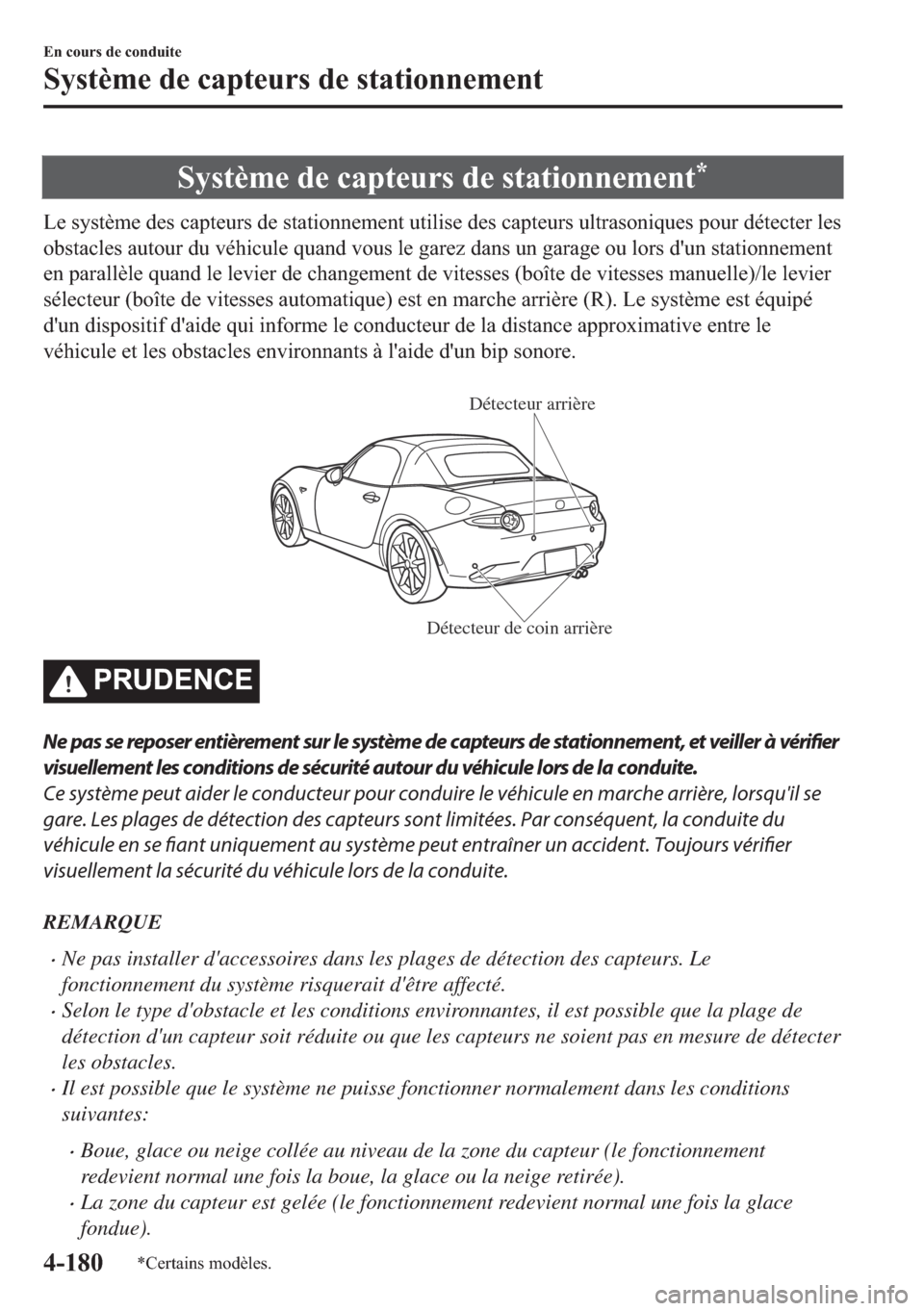MAZDA MODEL MX-5 2018  Manuel du propriétaire (in French) �6�\�V�W�q�P�H��G�H��F�D�S�W�H�X�U�V��G�H��V�W�D�W�L�R�Q�Q�H�P�H�Q�W�
�/�H��V�\�V�W�q�P�H��G�H�V��F�D�S�W�H�X�U�V��G�H��V�W�D�W�L�R�Q�Q�H�P�H�Q�W��X�W�L�O�L�V�H��G�H�V��F�D�S�W�H�X�U�V��