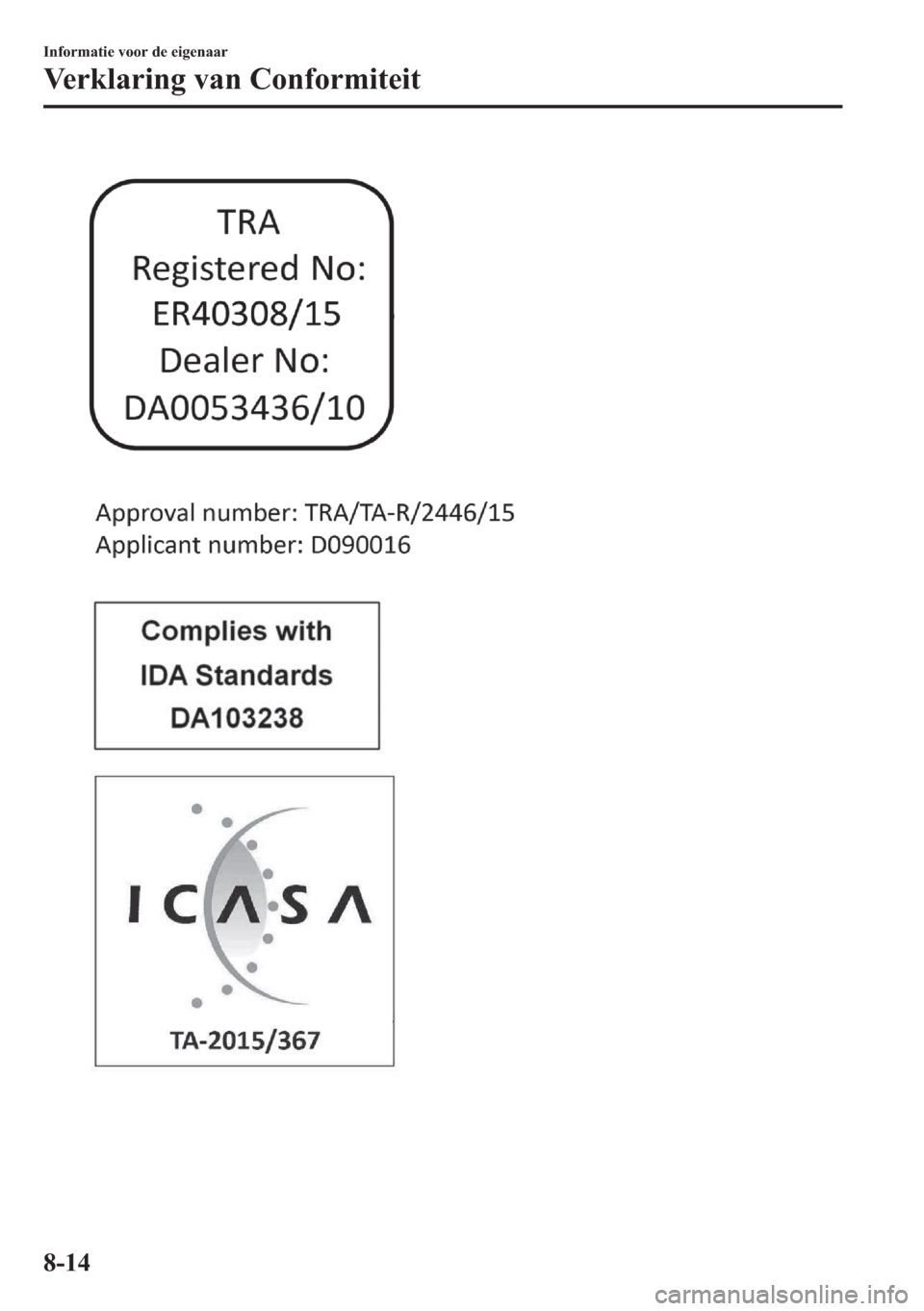 MAZDA MODEL MX-5 2018  Handleiding (in Dutch) �,�Q�I�R�U�P�D�W�L�H��Y�R�R�U��G�H��H�L�J�H�Q�D�D�U
�9�H�U�N�O�D�U�L�Q�J��Y�D�Q��&�R�Q�I�R�U�P�L�W�H�L�W
���� 