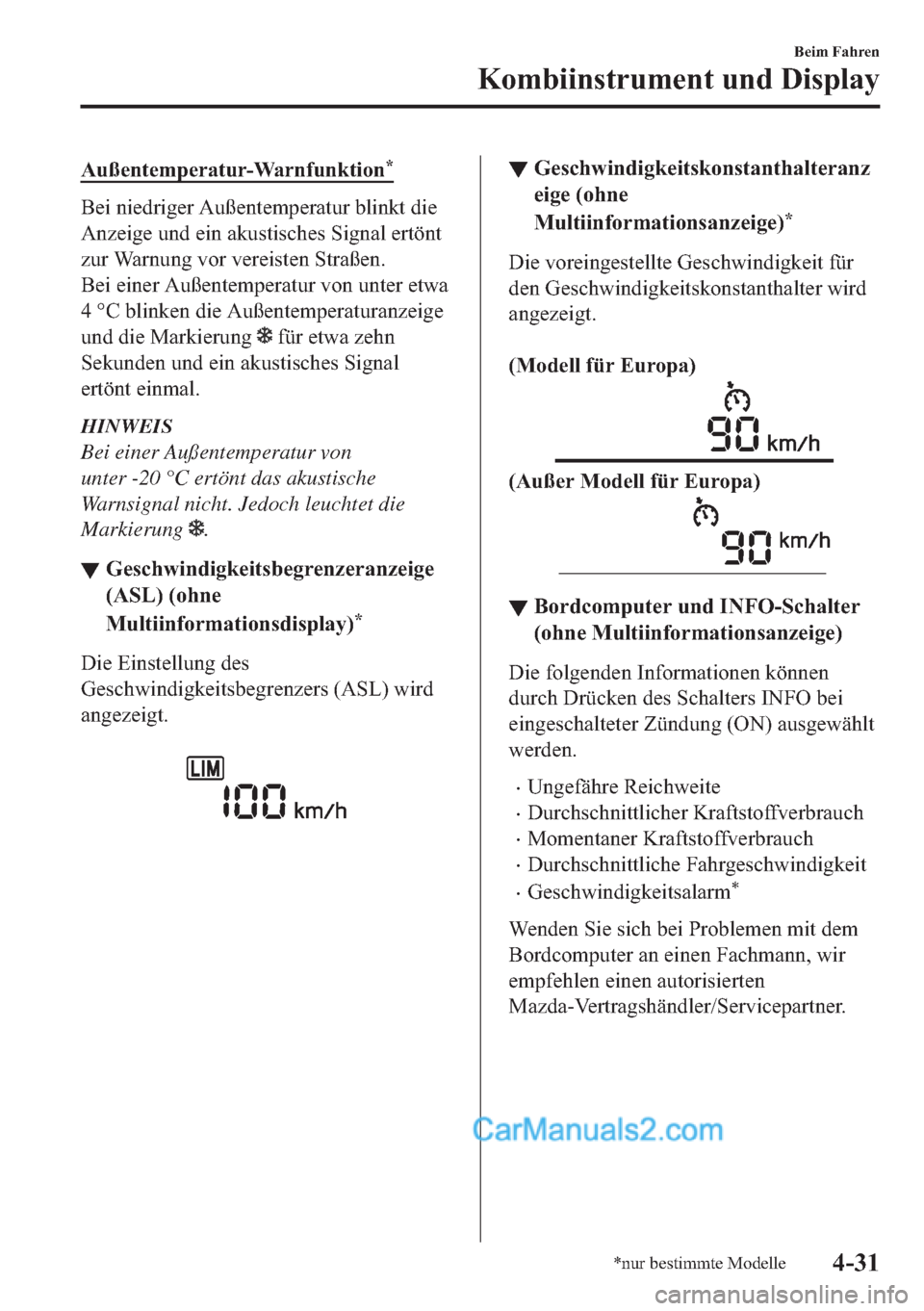 MAZDA MODEL MX-5 2017  Betriebsanleitung (in German) �$�X�