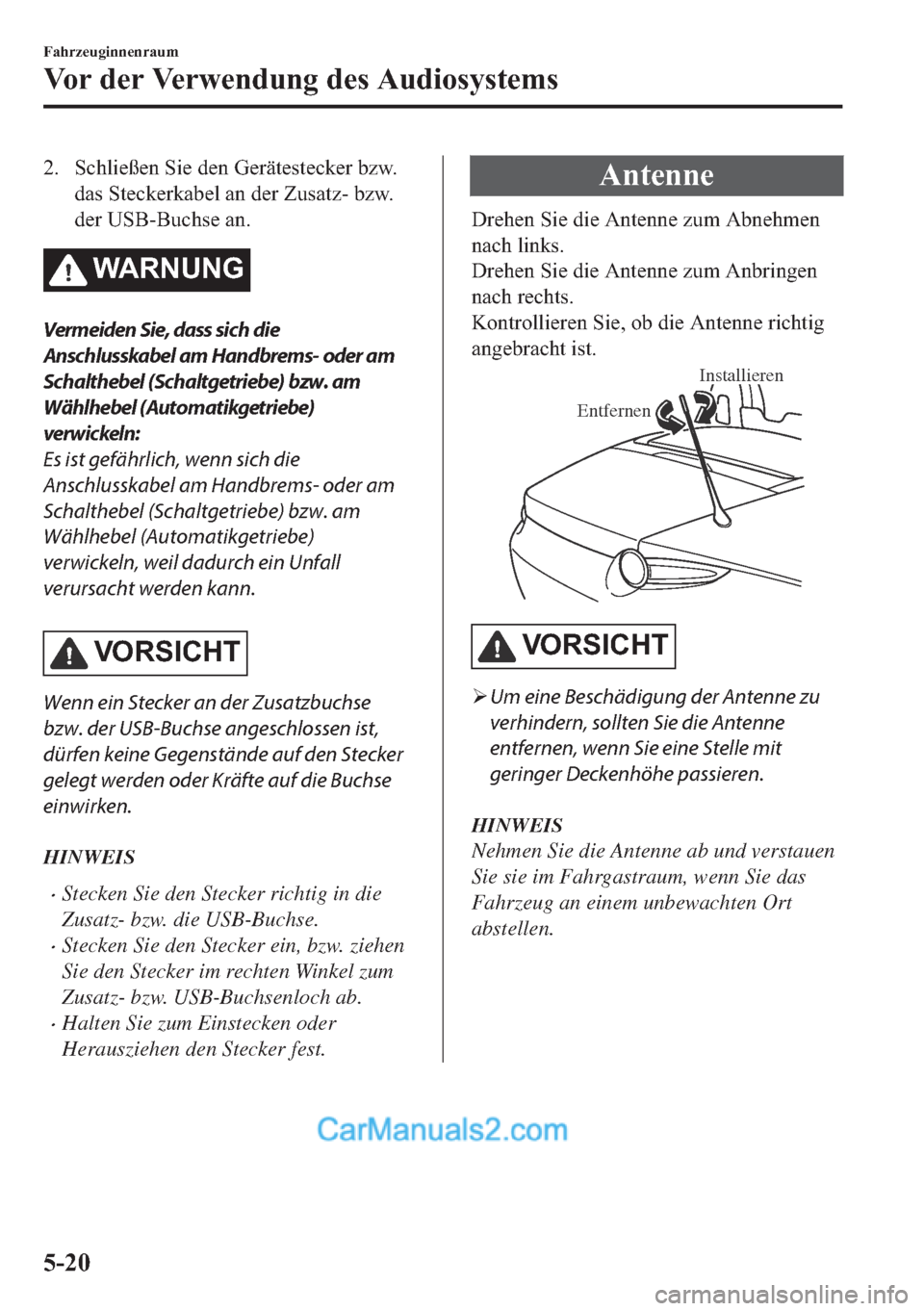 MAZDA MODEL MX-5 2017  Betriebsanleitung (in German) �� �6�F�K�O�L�H�