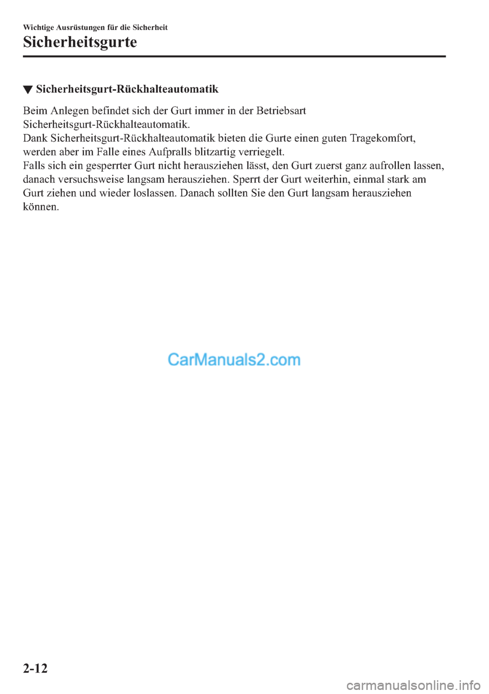 MAZDA MODEL MX-5 2017  Betriebsanleitung (in German) ▼�6�L�F�K�H�U�K�H�L�W�V�J�X�U�W��5�