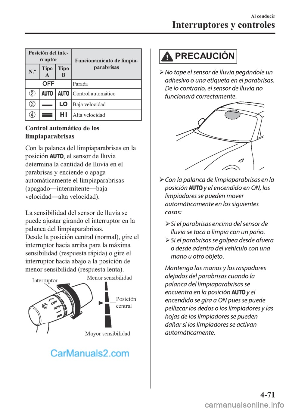 MAZDA MODEL MX-5 2017  Manual del propietario (in Spanish)  �3�R�V�L�F�L�y�Q��G�H�O��L�Q�W�H�
�U�U�X�S�W�R�U
�)�X�Q�F�L�R�Q�D�P�L�H�Q�W�R��G�H��O�L�P�S�L�D�
�S�D�U�D�E�U�L�V�D�V
�1��